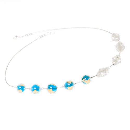 Gemella Aqua Necklace in Sterling Silver by INIZI