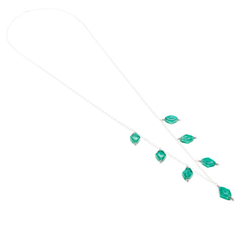 Silvia Emerald Gorgeous Sterling Silver and Silver Foil Long Necklace by INIZI