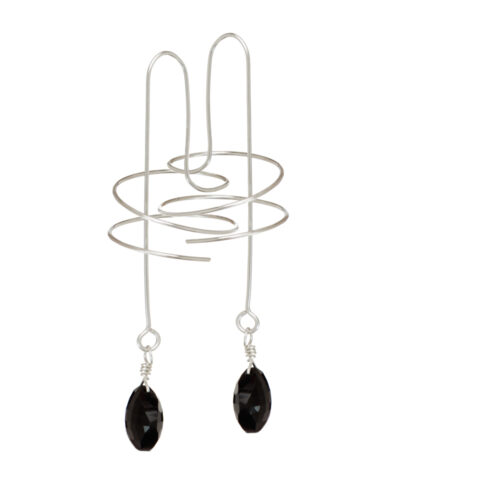 INIZI Spinel Sterling Silver Spiral Drop Earrings