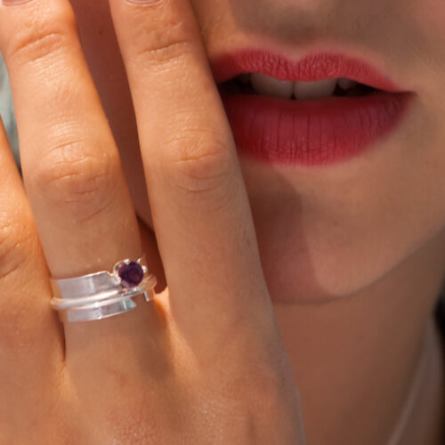 Rhodolite Garnet Sterling Silver Ring on Band by INIZI