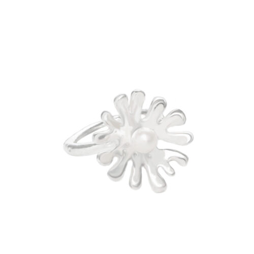 Meri Floral Coral Pearl Ring by INIZI