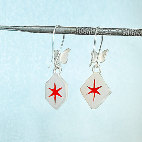 Facets in Red Earrings – Dimensional. Faceted. Sexy red. These asymmetrical earrings reflect the facets of your personality. With an element of surprise.