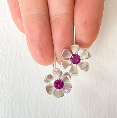 A unusual pop of colour in these floral earrings by Christina of INIZI Jewellery