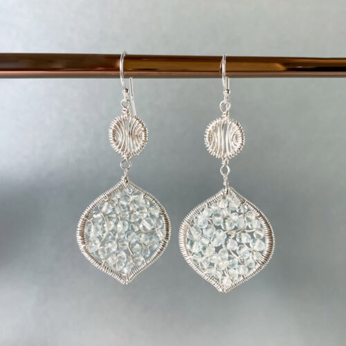 Arabesque Aquamarine Weaved Earrings by INIZI