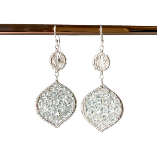 Arabesque Aquamarine Weaved Earrings by INIZI