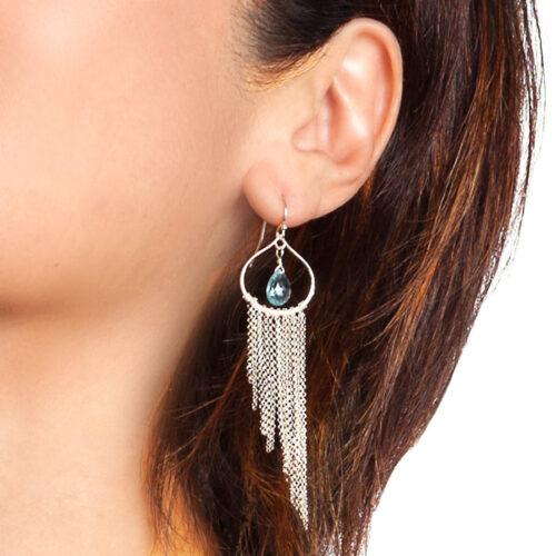 INIZI Blue Topaz Chain Fringe Earrings is understated yet sexy.