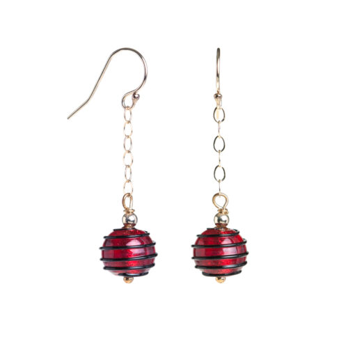 Valentina Spiral Gold Foil Murano Bead Drop Earrings by INIZI