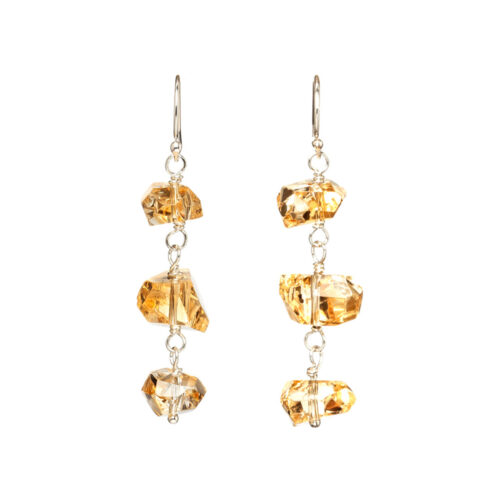 Deep Citrine Nuggets Sterling Silver Drop Earrings by INIZI