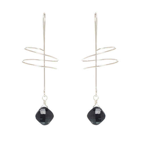 INIZI Spinel Sterling Silver Spiral Drop Earrings