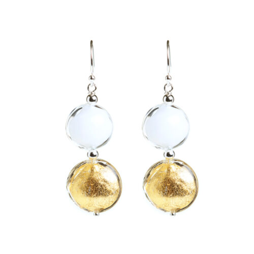 Bianca Gold and White Earrings in Sterling Silver by INIZI