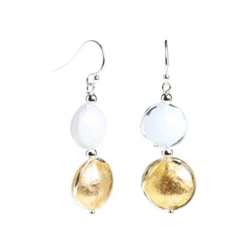 Bianca Gold and White Earrings in Sterling Silver by INIZI