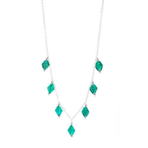 Silvia Emerald Gorgeous Sterling Silver and Silver Foil Necklace by INIZI