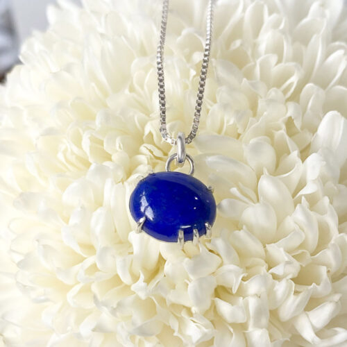 Blue Lapis Lazuli Asymmetrical Prong Charm Pendant