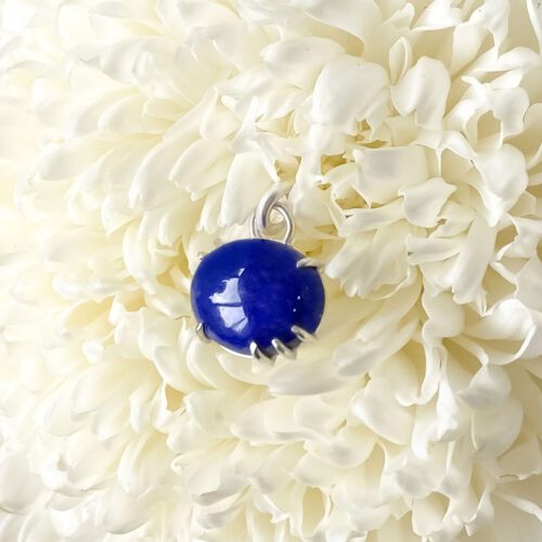 Blue Lapis Lazuli Asymmetrical Prong Charm Pendant