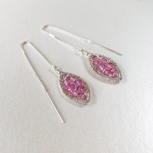 Petals Pink Topaz Weaved Earrings by INIZI