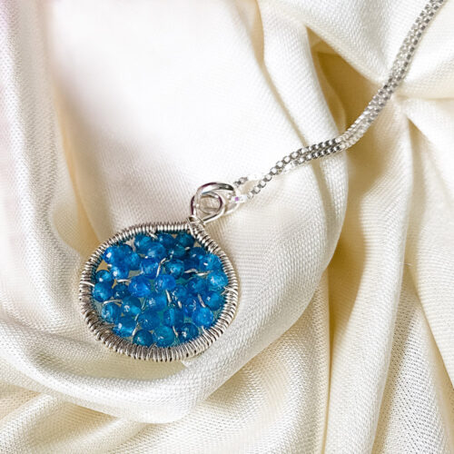 Rhapsody Weaved Apatite Pendant Necklace by INIZI