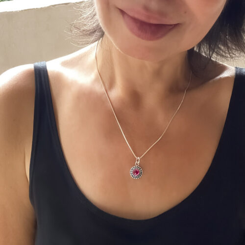 Ruby Heart Pendant on Adjustable Chain by INIZI