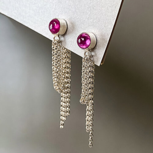 INIZI Ruby Red Drape Earrings – Side View